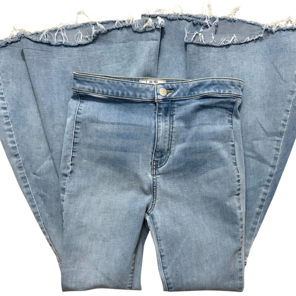 Free People Just Float On Flare Jeans Womens 28 Short Light Blue Stretch - Picture 13 of 13
